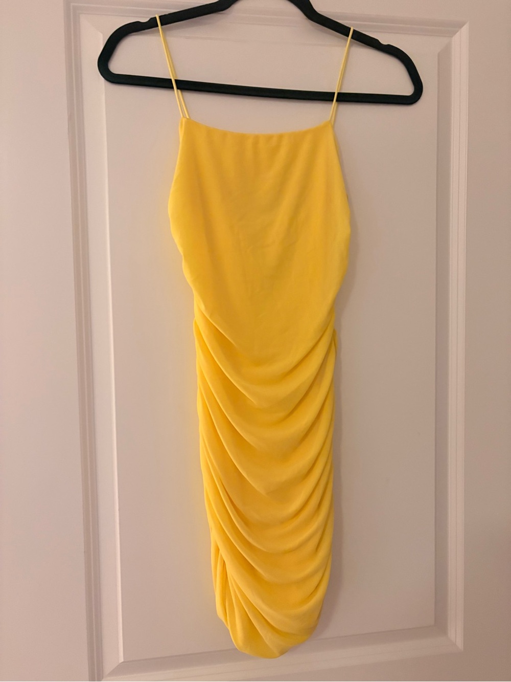 Hello Molly Yellow Ruched Slip Mini Dress